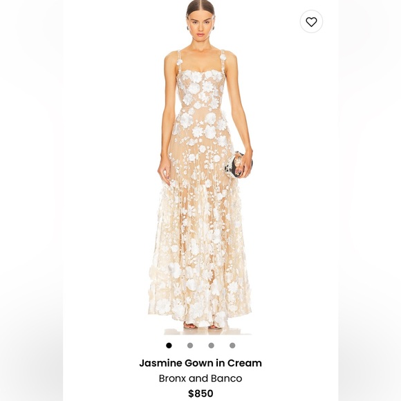 Bronx and Banco Dresses & Skirts - Bronx and Banco Cream Maxi Gown with White Floral Appliqué